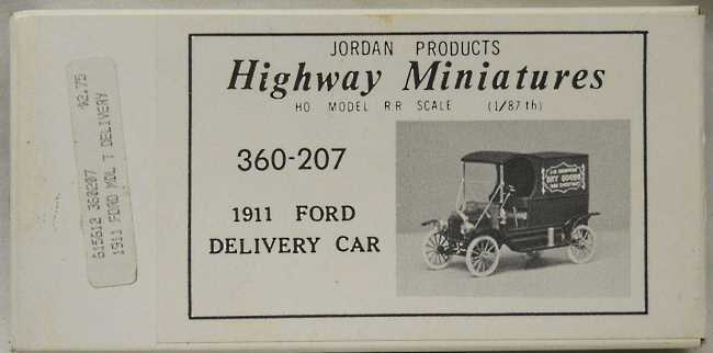 Jordan Products 1/87 1911 Ford Delivery Car HO Scale, 360-207 plastic model kit